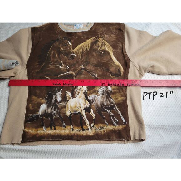 Vintage Champion horse sweatshirt repurposed upcycled equestrian small OOAK - Picture 3 of 6